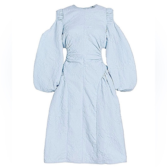 Cecilie Bahnsen Dresses & Skirts - CECILIE BAHNSEN Sade Jacquard Cut Out Midi Dress in Mist Blue